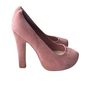 Torrid Faux Suede Pink Platform Heels Size 7 WW